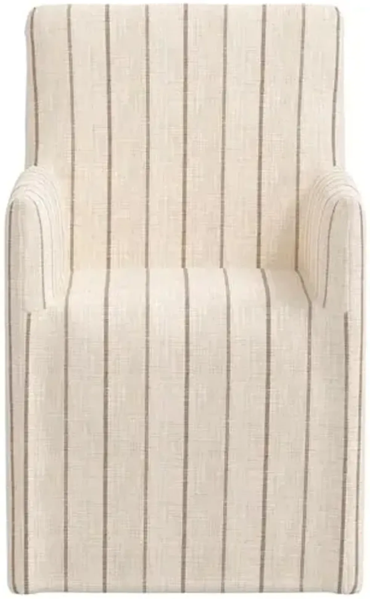 Edith Slipcover Dining Arm Chair - Pinstripe - Beige