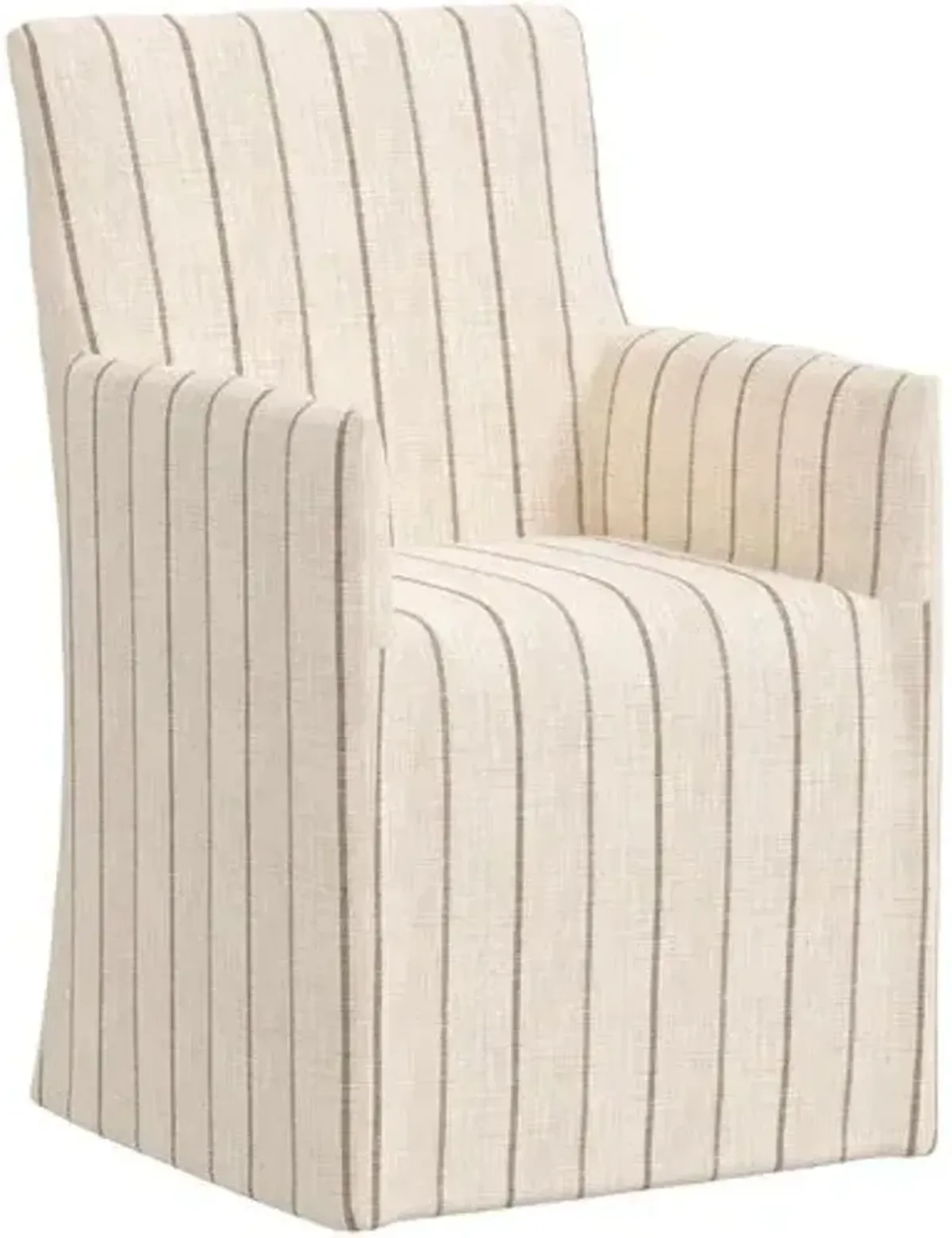 Edith Slipcover Dining Arm Chair - Pinstripe - Beige