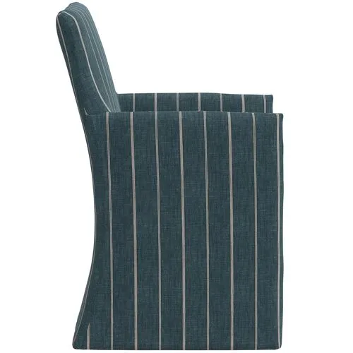 Edith Slipcover Dining Arm Chair - Pinstripe - Blue