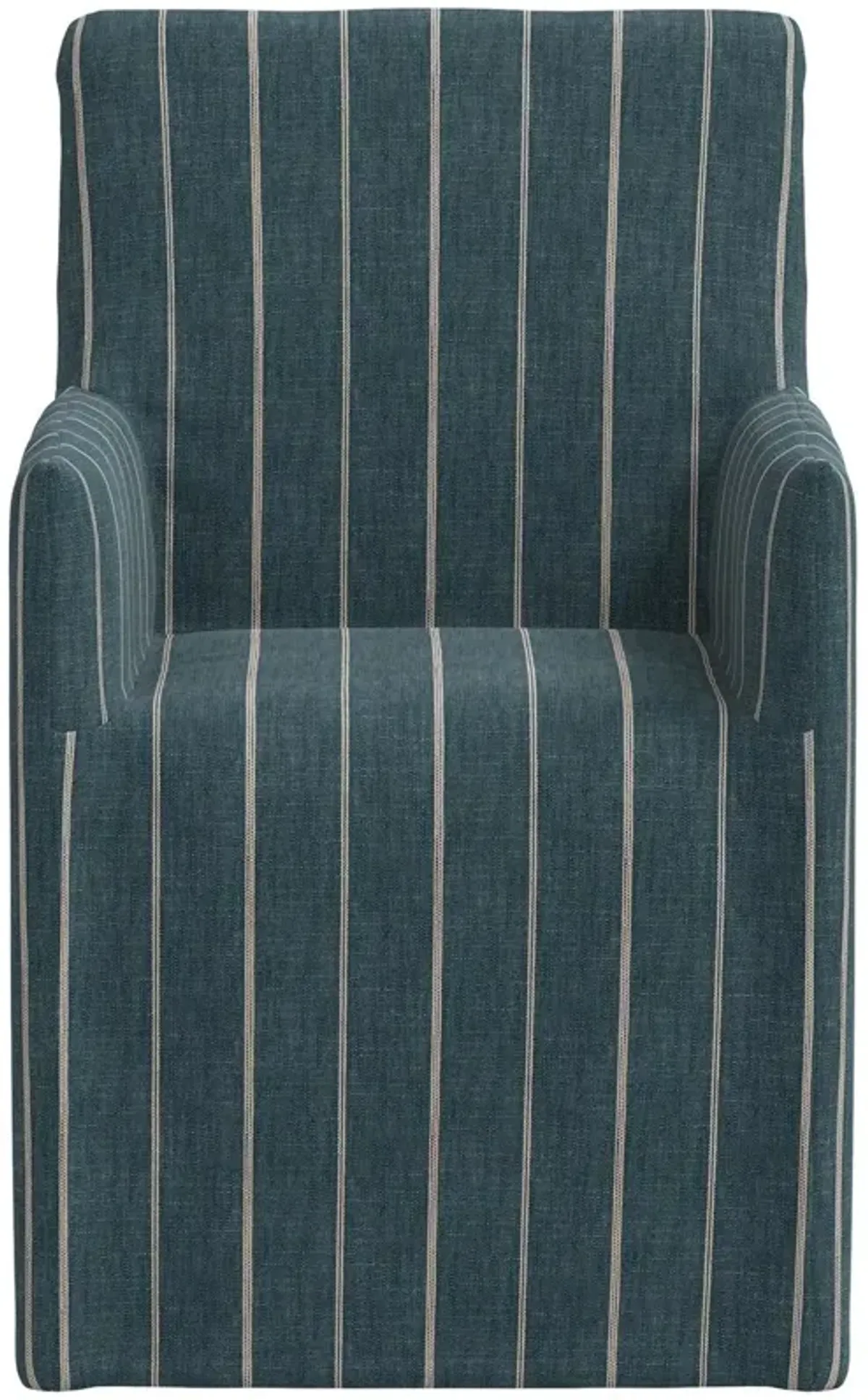 Edith Slipcover Dining Arm Chair, Pinstripe