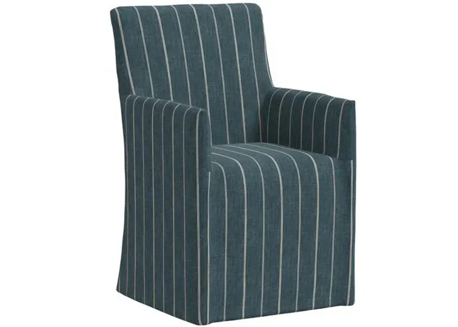 Edith Slipcover Dining Arm Chair - Pinstripe - Blue