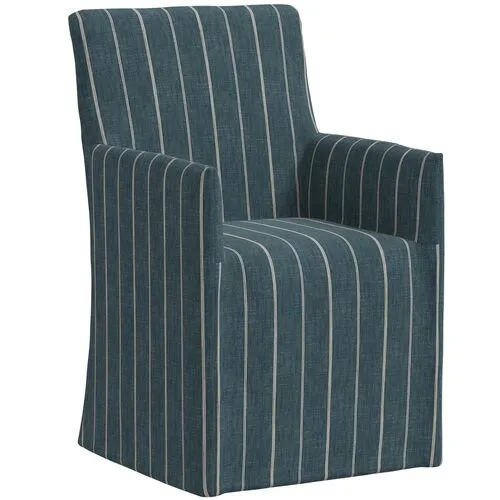 Edith Slipcover Dining Arm Chair - Pinstripe - Blue