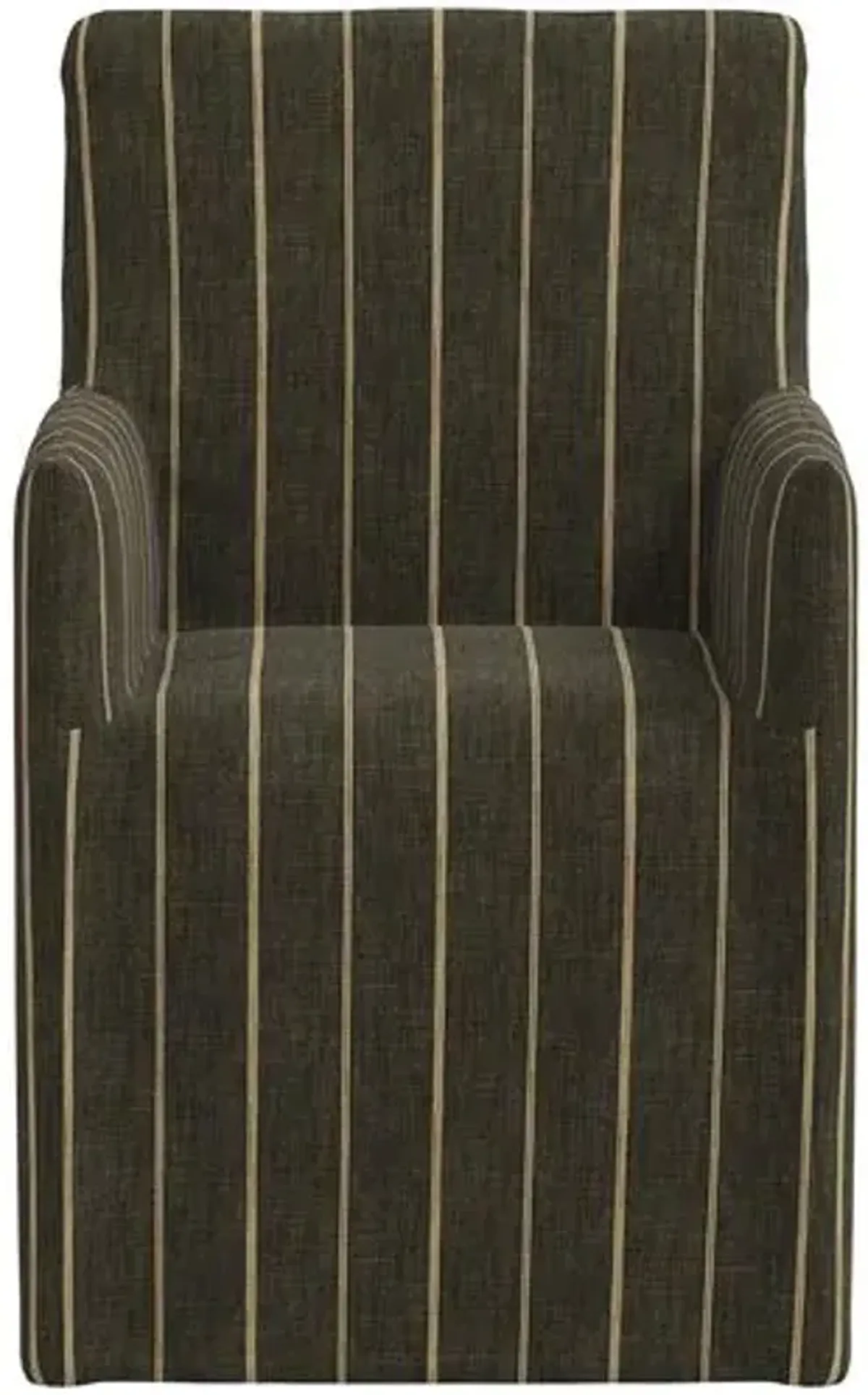 Edith Slipcover Dining Arm Chair - Pinstripe - Gray