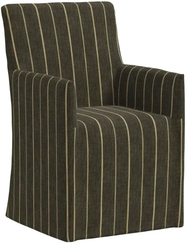 Edith Slipcover Dining Arm Chair, Pinstripe