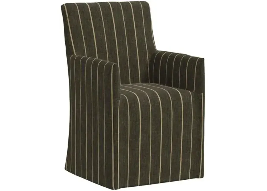 Edith Slipcover Dining Arm Chair - Pinstripe - Gray