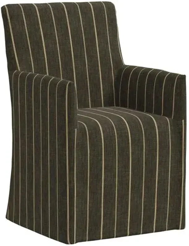 Edith Slipcover Dining Arm Chair - Pinstripe - Gray