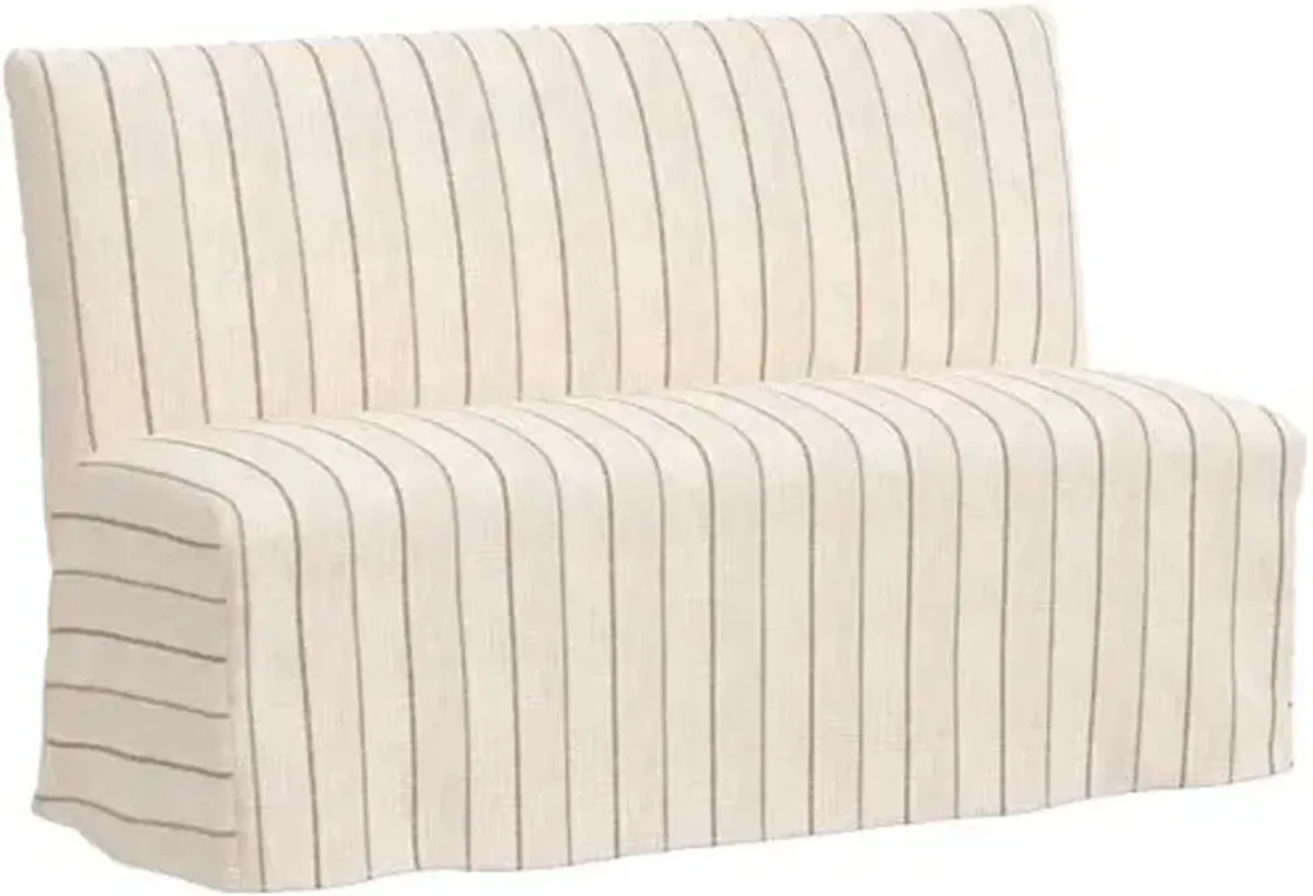 Edith Slipcover Dining Banquette - Pinstripe - Beige