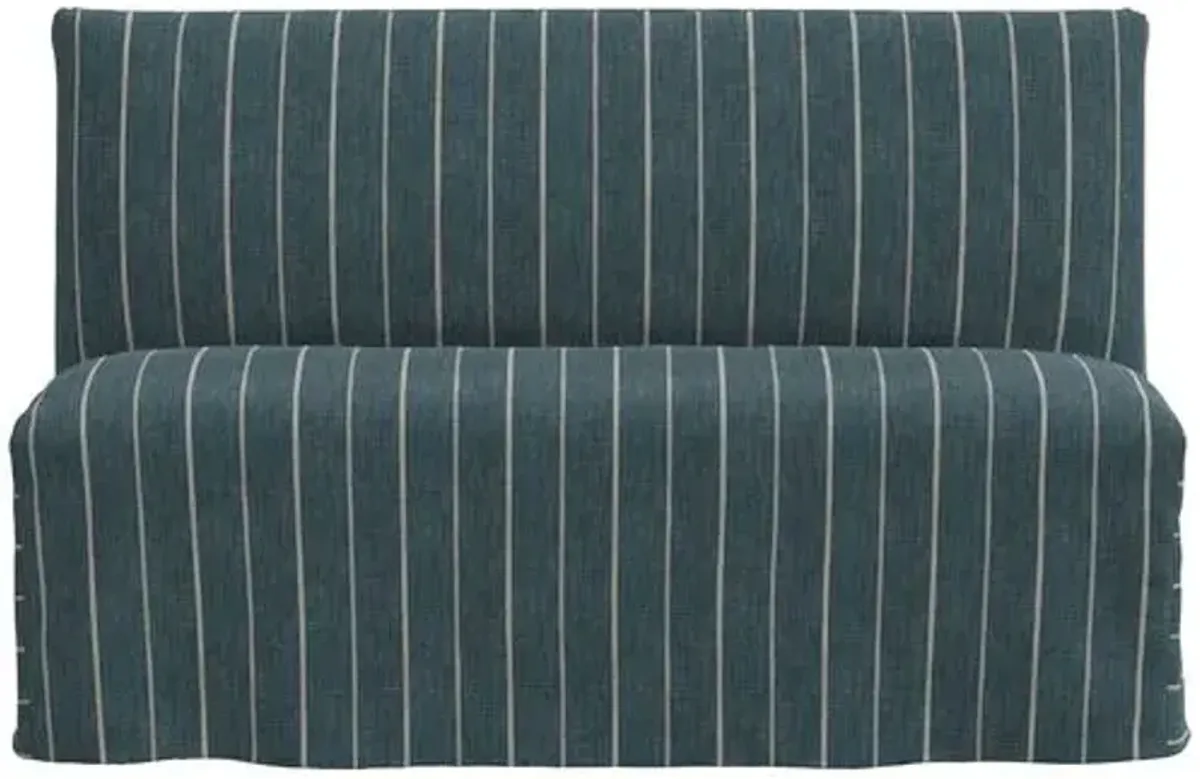 Edith Slipcover Dining Banquette - Pinstripe - Blue