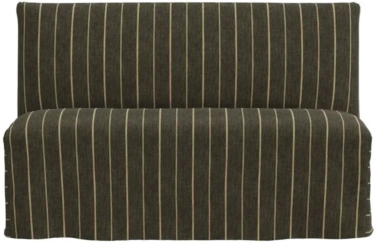 Edith Slipcover Dining Banquette, Pinstripe