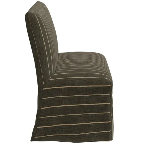 Edith Slipcover Dining Banquette - Pinstripe - Gray