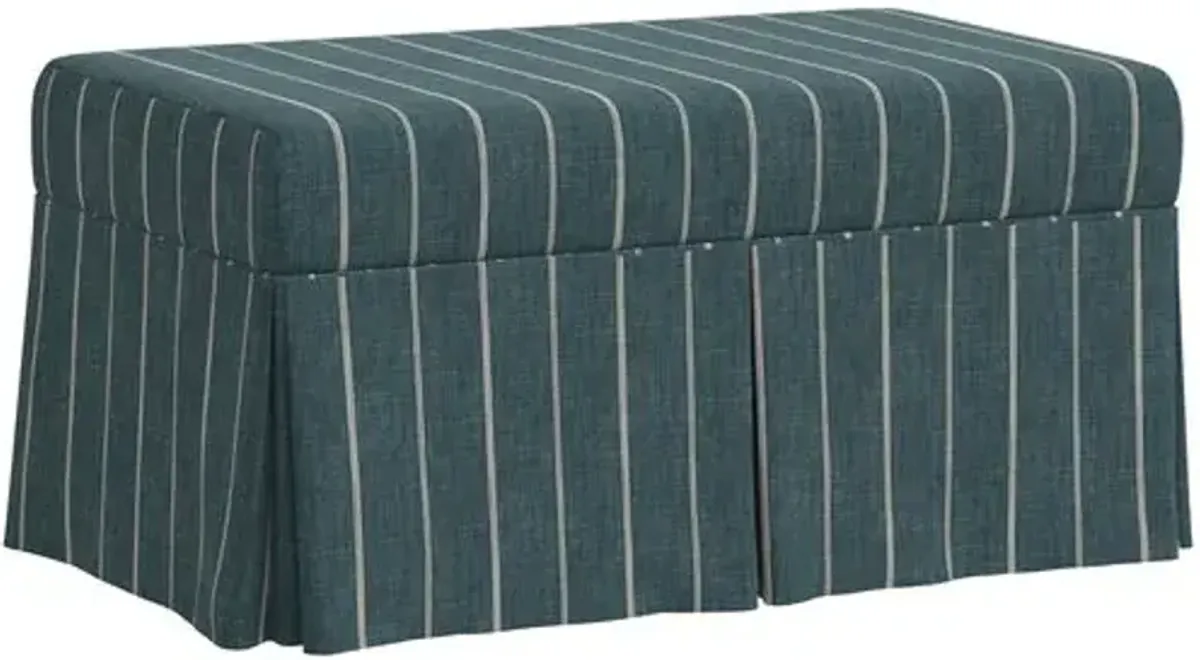 Hayworth Storage Bench - Pinstripe - Blue