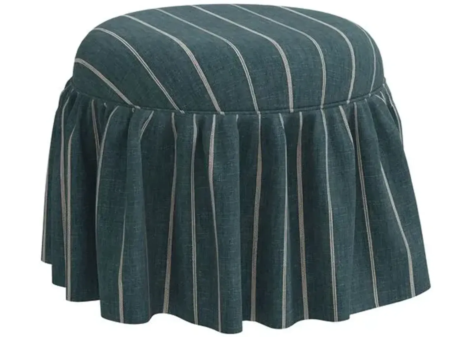 Maggie Skirted Ottoman - Pinstripe - Blue