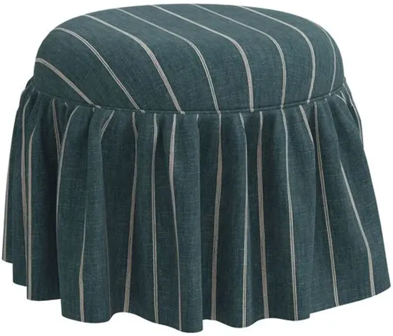 Maggie Skirted Ottoman - Pinstripe - Blue