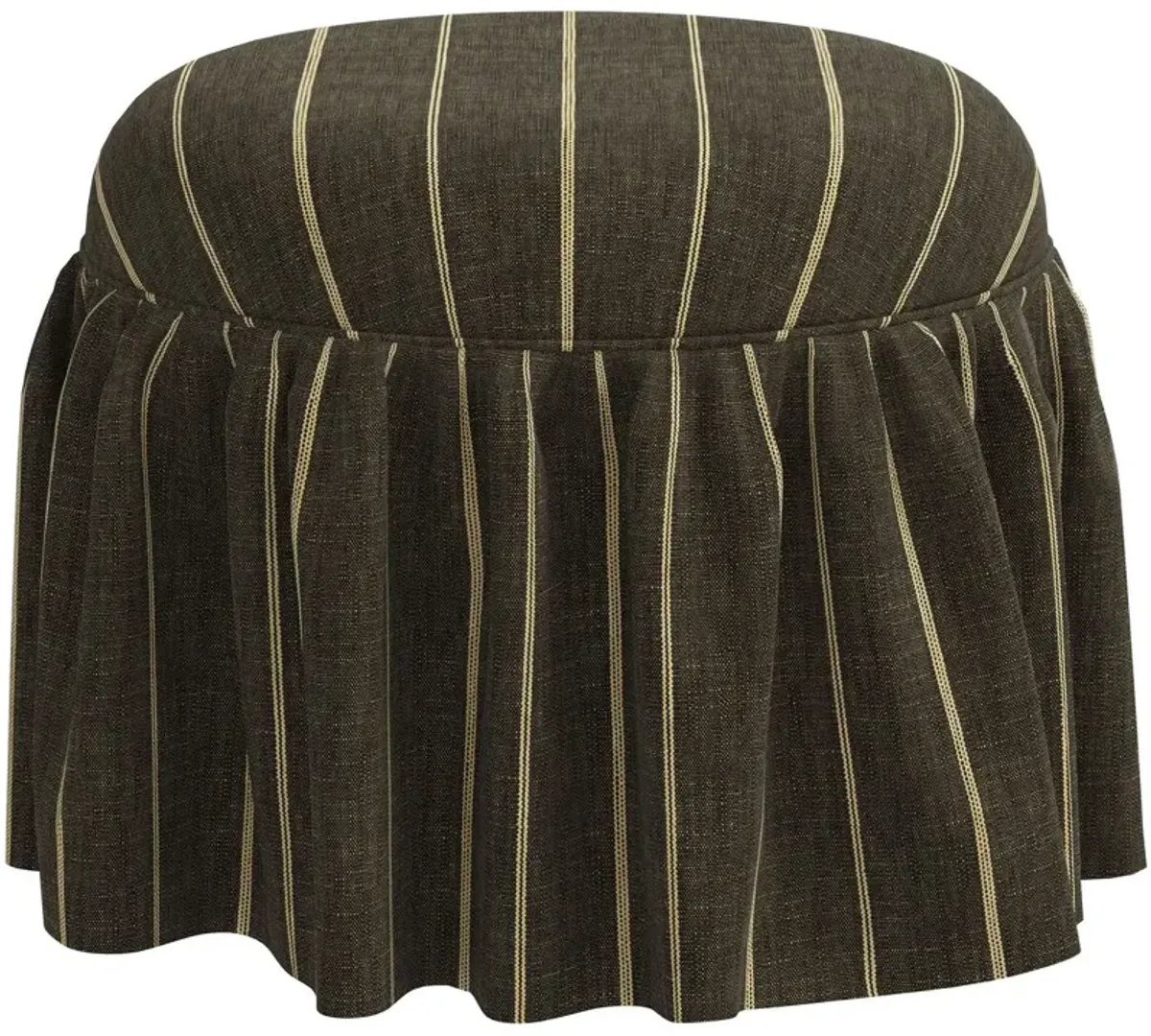 Maggie Ruffle Skirted Ottoman, Pinstripe
