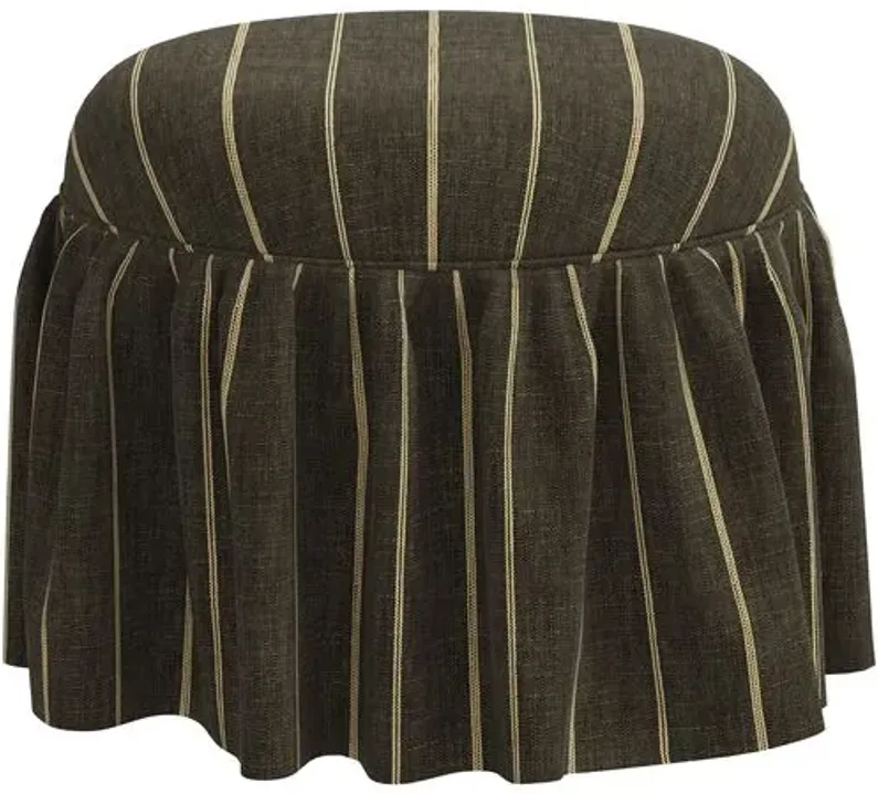 Maggie Skirted Ottoman - Pinstripe - Gray