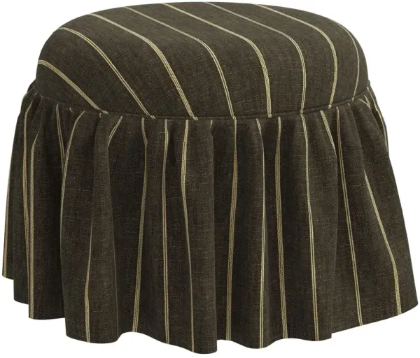 Maggie Ruffle Skirted Ottoman, Pinstripe