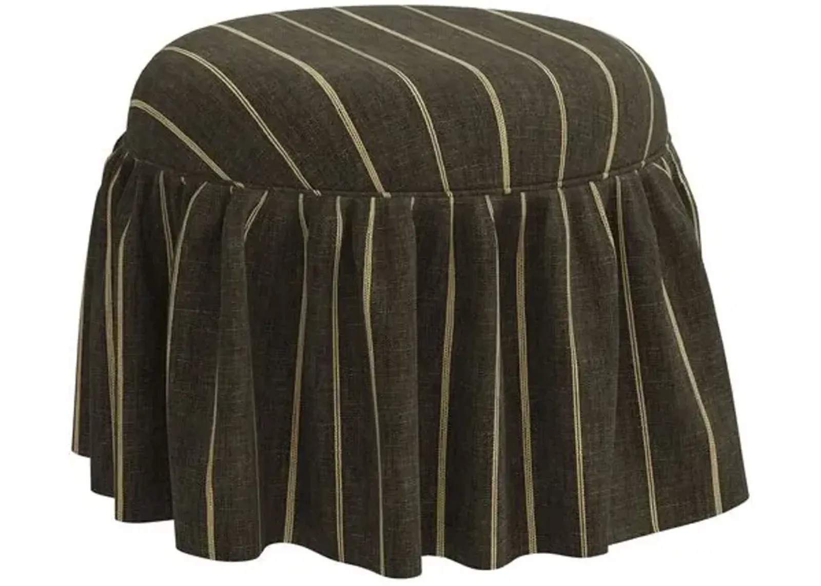 Maggie Skirted Ottoman - Pinstripe - Gray