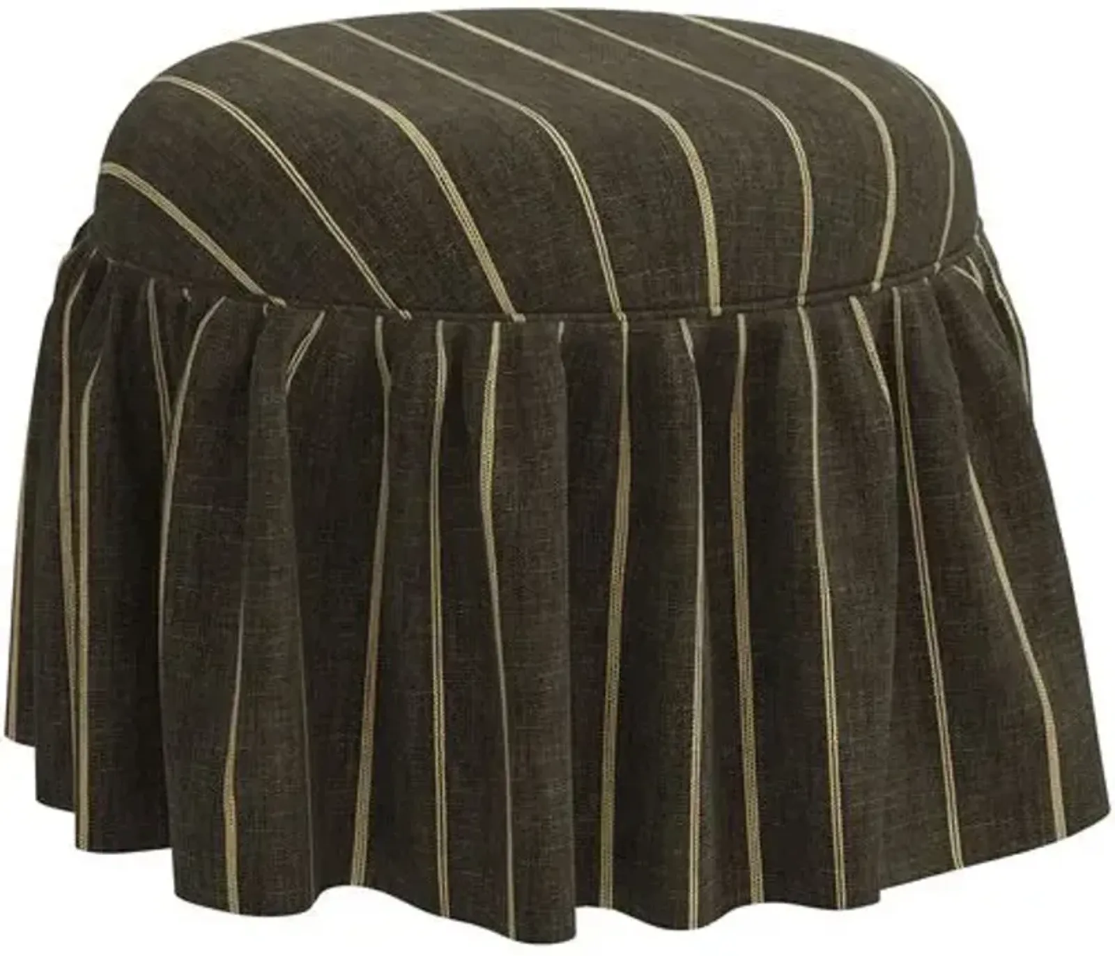 Maggie Skirted Ottoman - Pinstripe - Gray