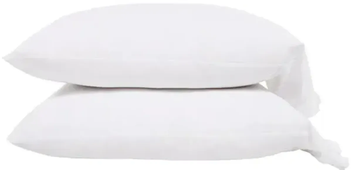 Audrey Ruffle Cotton Percale Pillowcase Set - White - Pom Pom at Home