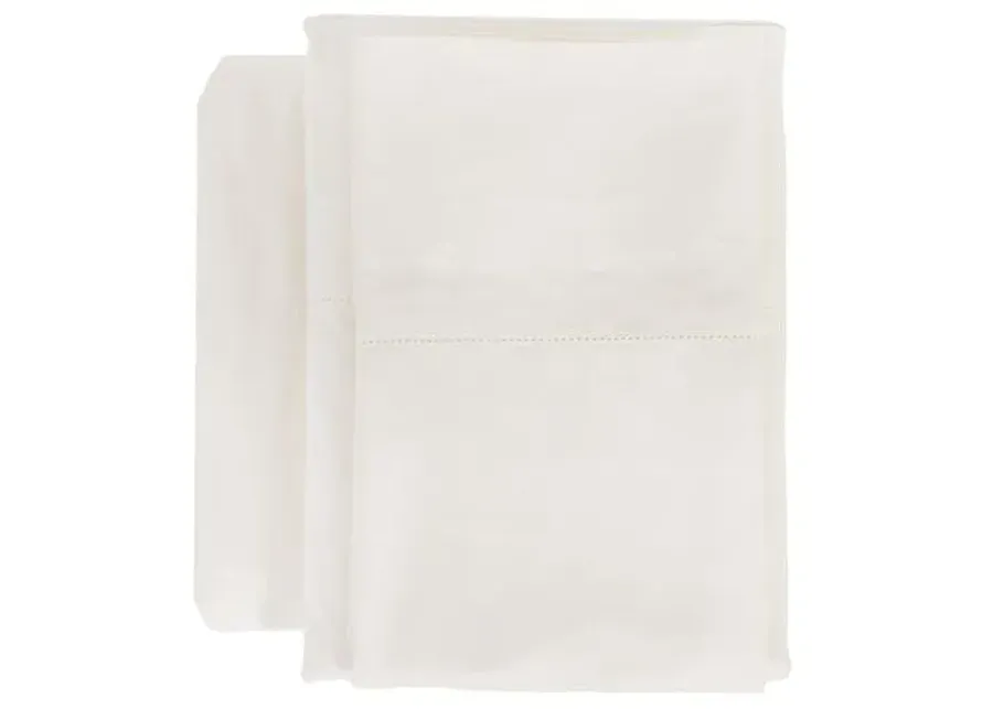 Classico Hemstitch Cotton Sateen Sheet Set - Pom Pom at Home - Ivory, 300 Thread Count, Egyptian Cotton Sateen, Soft and Luxurious