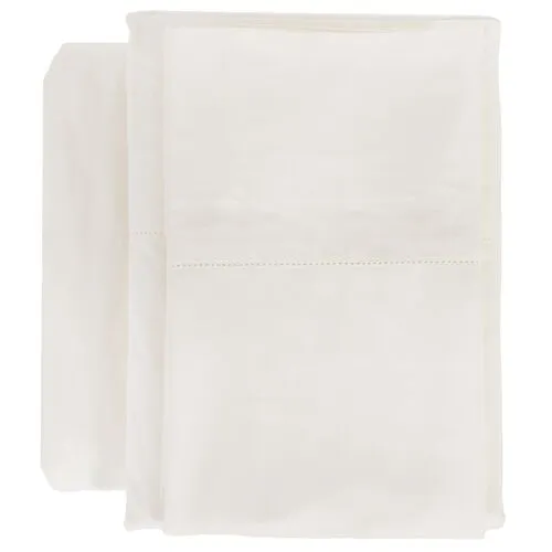 Classico Hemstitch Cotton Sateen Sheet Set - Pom Pom at Home - Ivory, 300 Thread Count, Egyptian Cotton Sateen, Soft and Luxurious