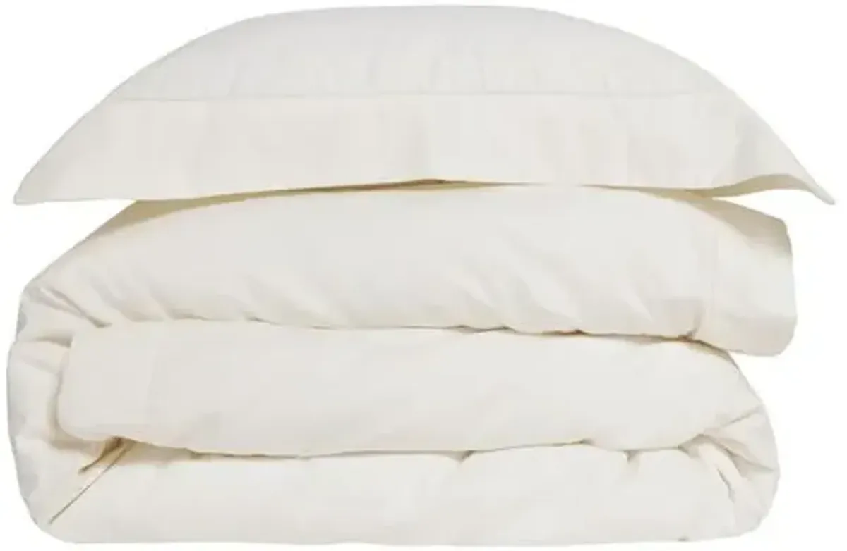 Classico Hemstitch Cotton Sateen Duvet Set - Pom Pom at Home - Ivory