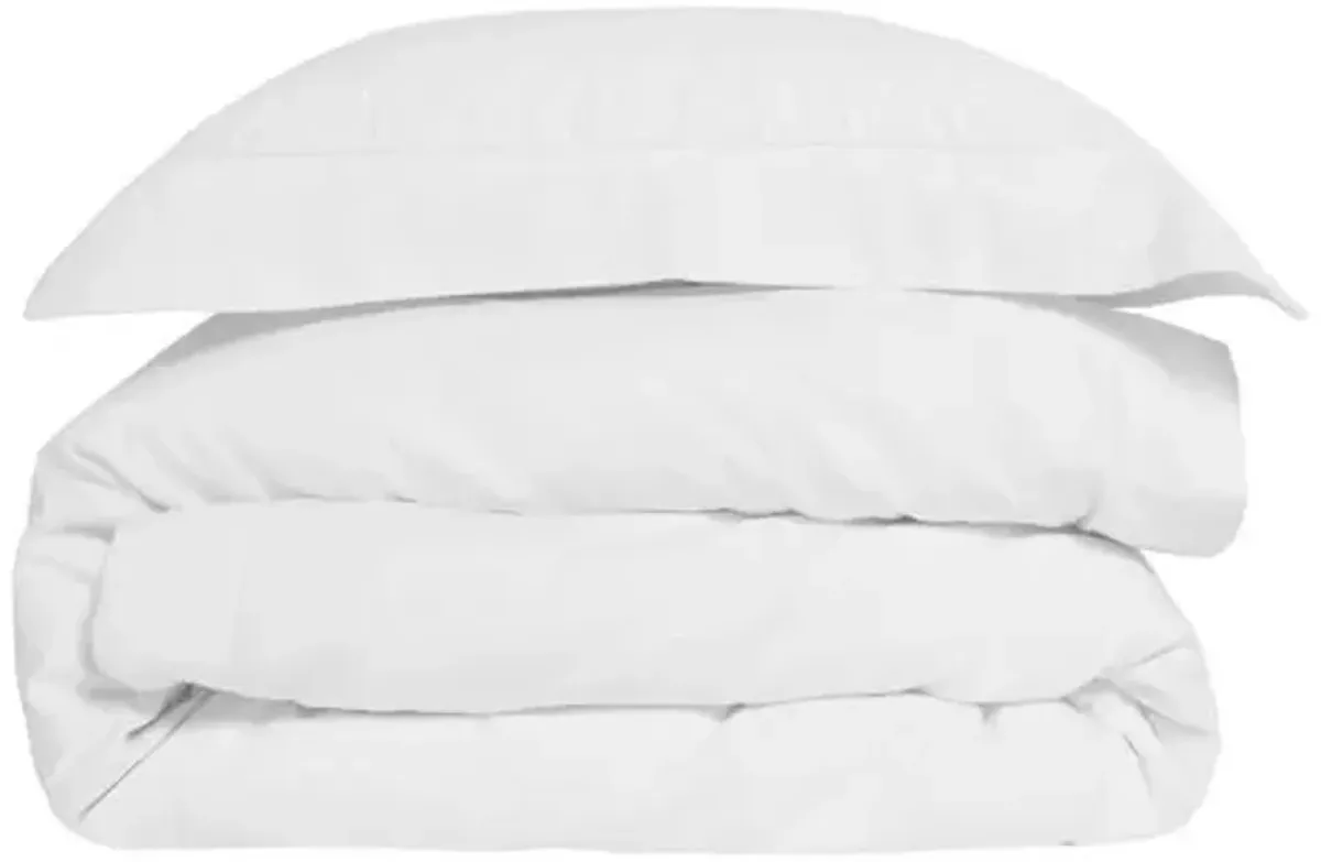 Classico Hemstitch Cotton Sateen Duvet Set - Pom Pom at Home - White