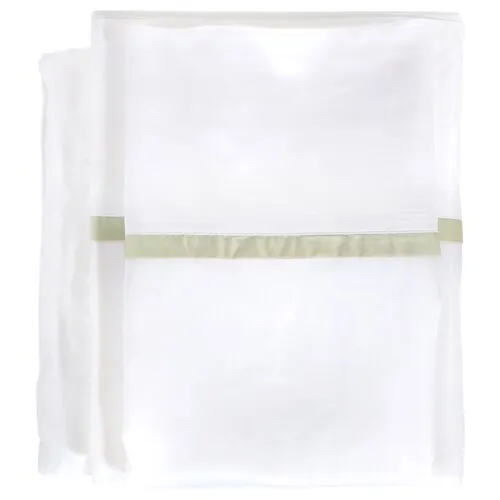 Langston Bamboo Sateen Sheet Set - Pom Pom at Home - Green, 300 Thread Count, Egyptian Cotton Sateen, Soft and Luxurious