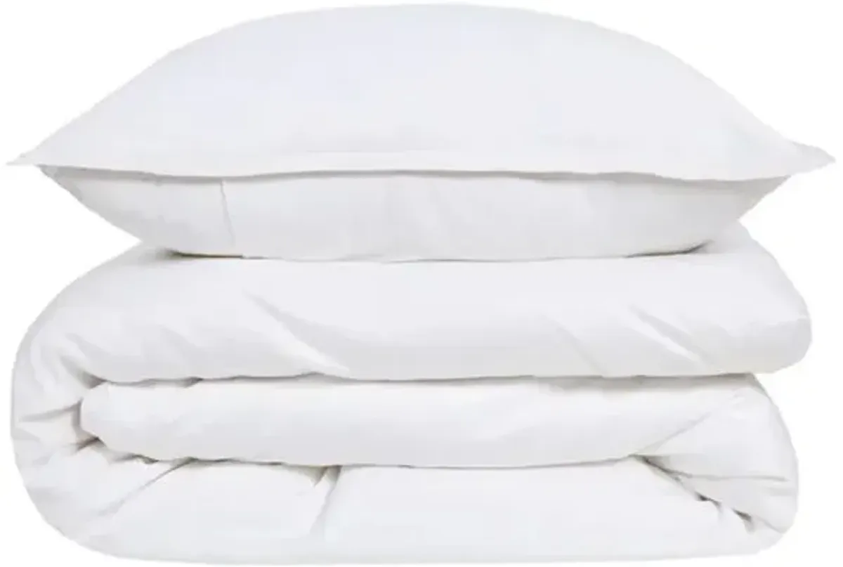 Langston Bamboo Sateen Duvet Set - Pom Pom at Home - White