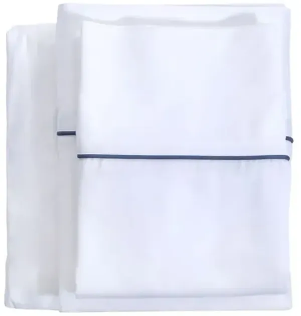 Sheena Bamboo Sateen Sheet Set - Pom Pom at Home - Blue, 300 Thread Count, Egyptian Cotton Sateen, Soft and Luxurious