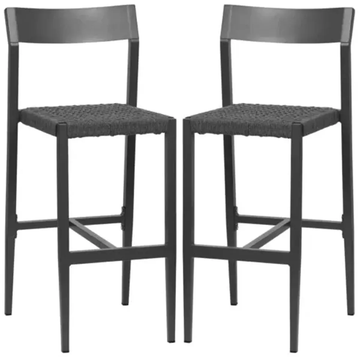 Set of 2 Graystone Outdoor Rope Barstools - Gray