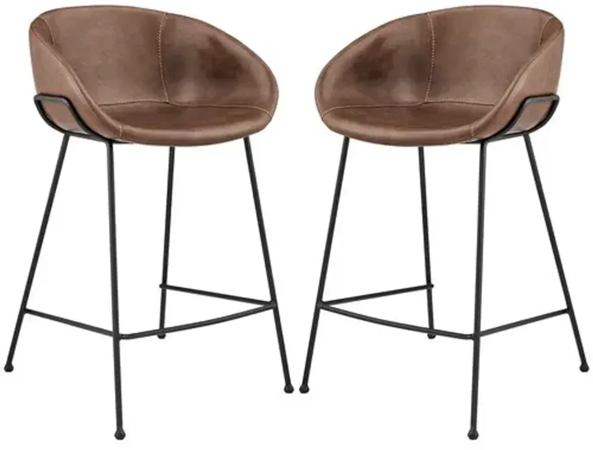 Set of 2 Bexley Counter Stools - Vintage Leatherette