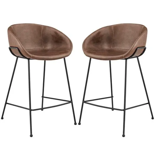 Set of 2 Bexley Counter Stools - Vintage Leatherette