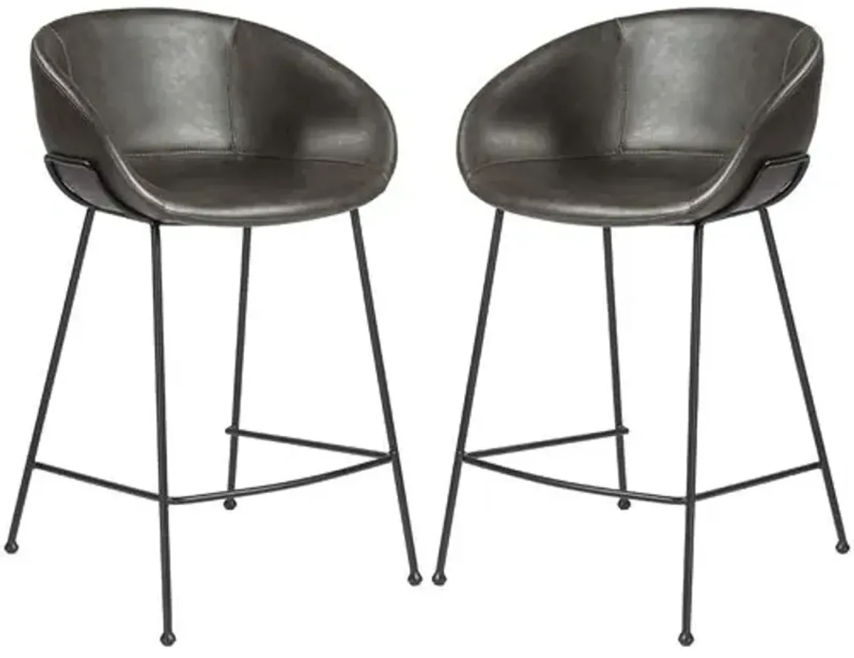 Set of 2 Bexley Counter Stools - Vintage Leatherette