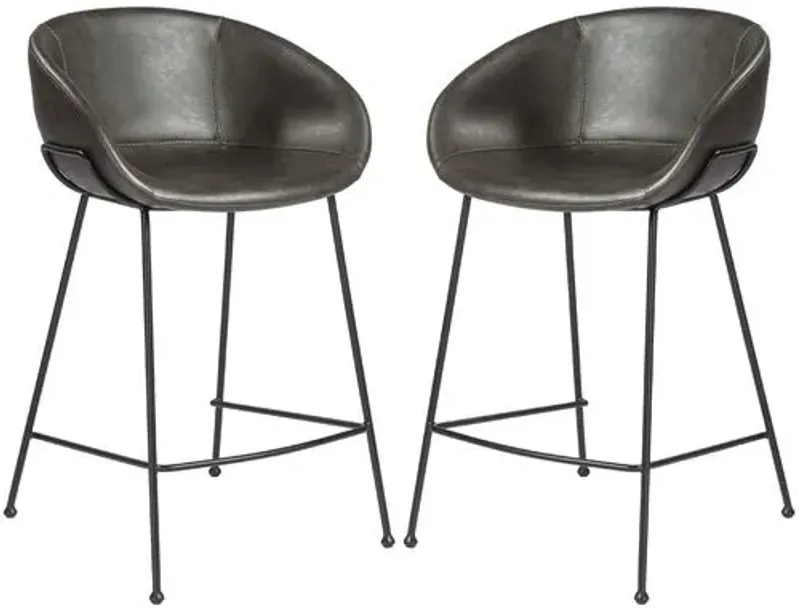 Set of 2 Bexley Counter Stools - Vintage Leatherette