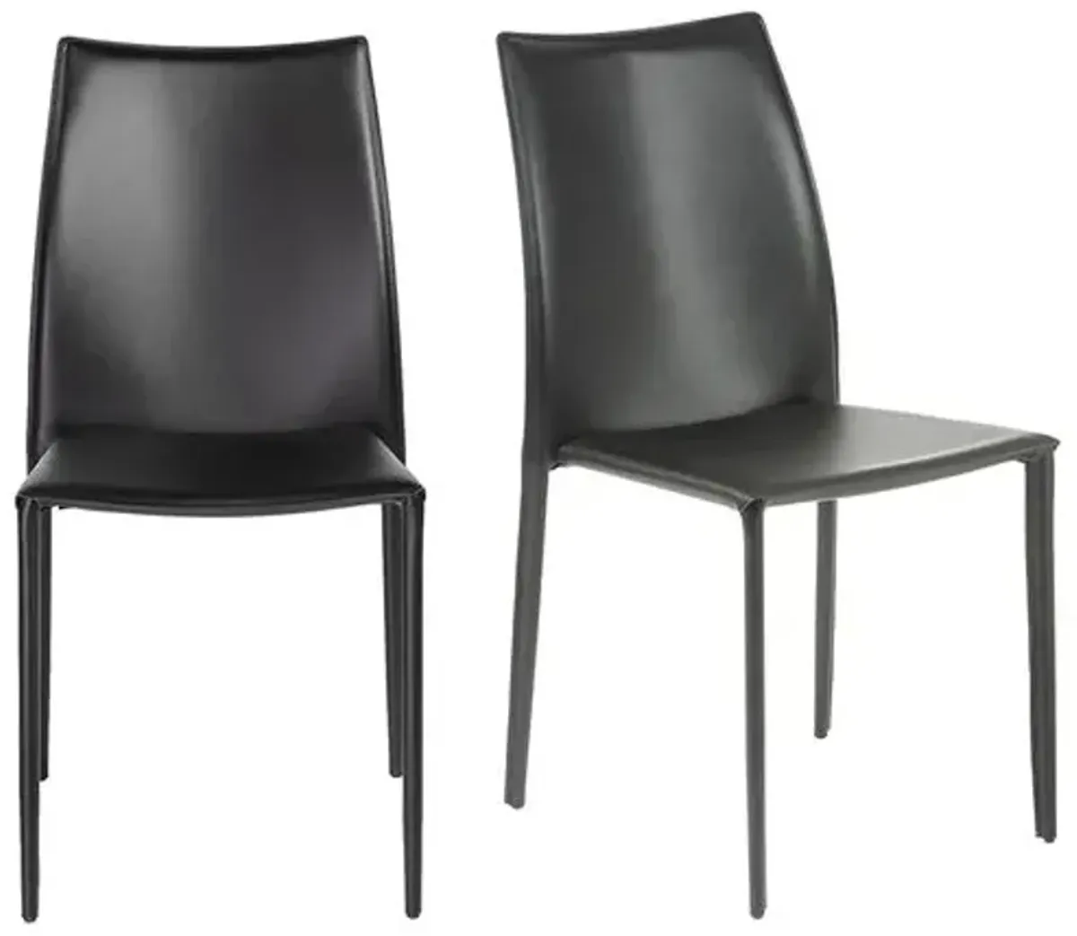 Set of 2 Calara Stacking Chairs - Black