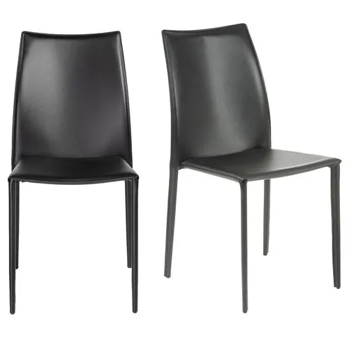 Set of 2 Calara Stacking Chairs - Black