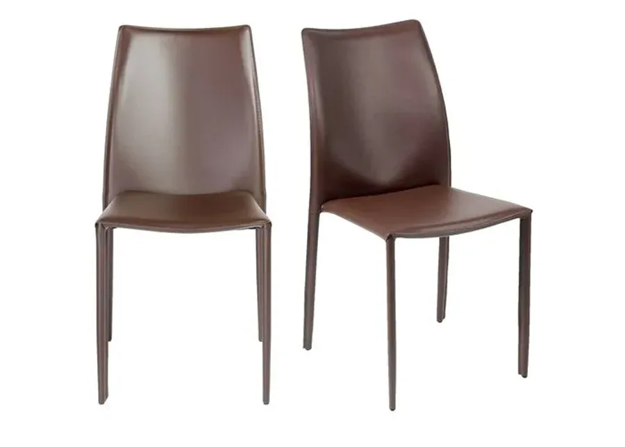 Set of 2 Calara Stacking Chairs - Brown