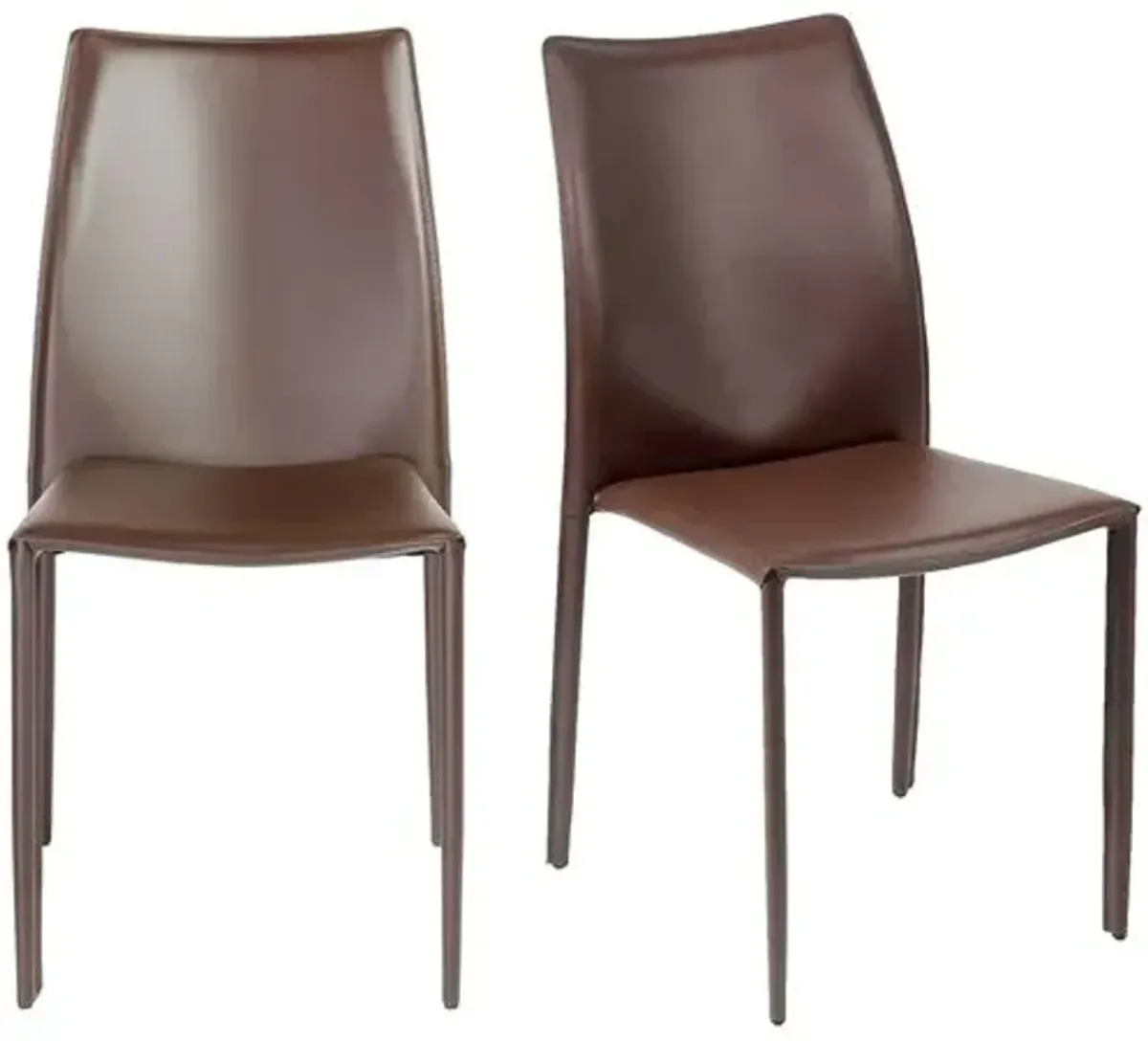 Set of 2 Calara Stacking Chairs - Brown