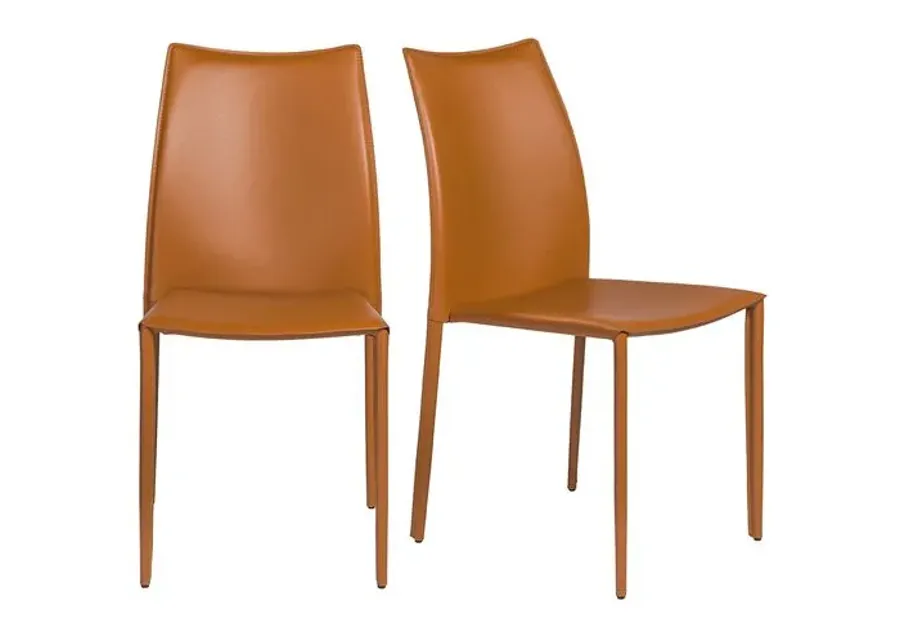 Set of 2 Calara Stacking Chairs - Brown