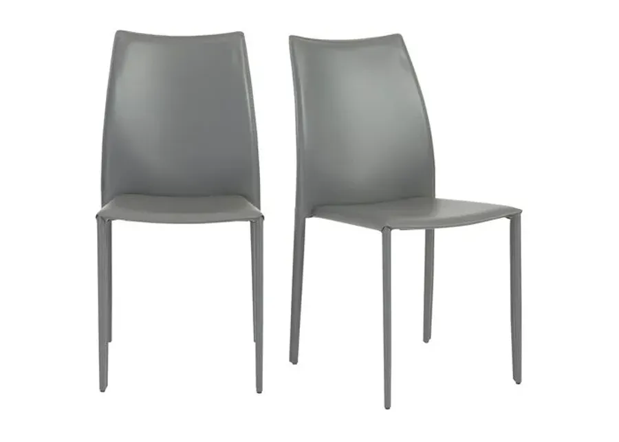 Set of 2 Calara Stacking Chairs - Gray