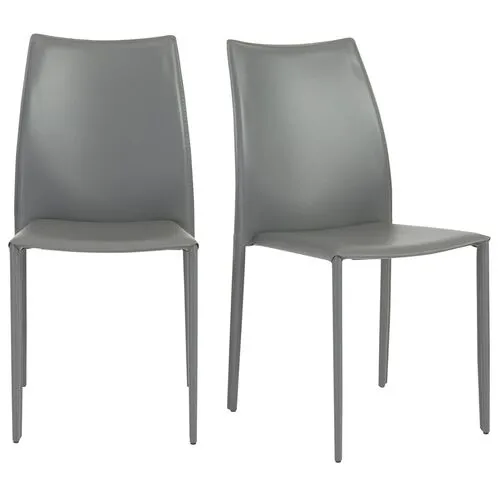 Set of 2 Calara Stacking Chairs - Gray