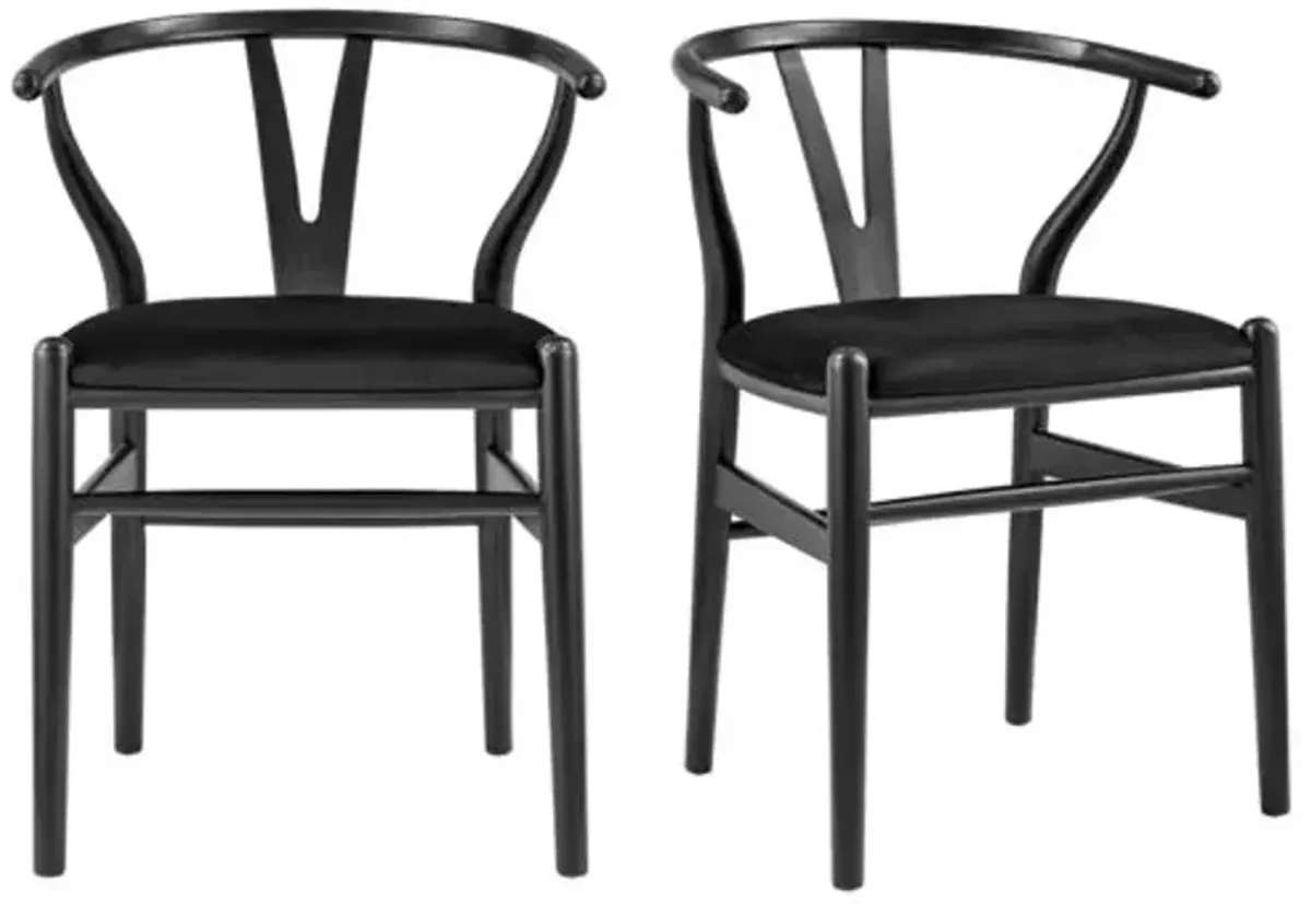 Set of 2 Rivello Side Chairs - Velvet - Black