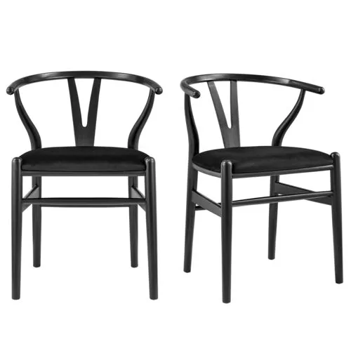 Set of 2 Rivello Side Chairs - Velvet - Black