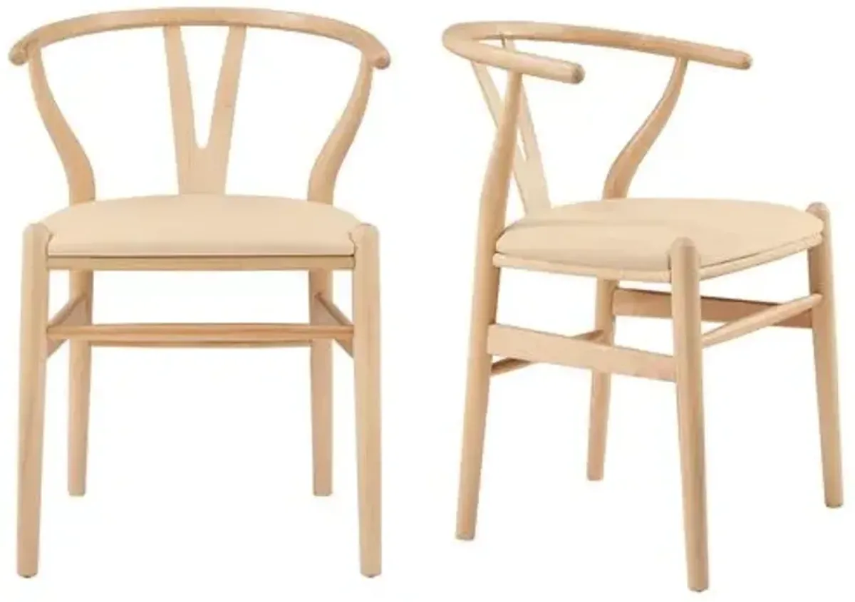 Set of 2 Rivello Side Chairs - Velvet - Beige