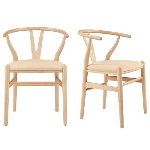 Set of 2 Rivello Side Chairs - Velvet - Beige