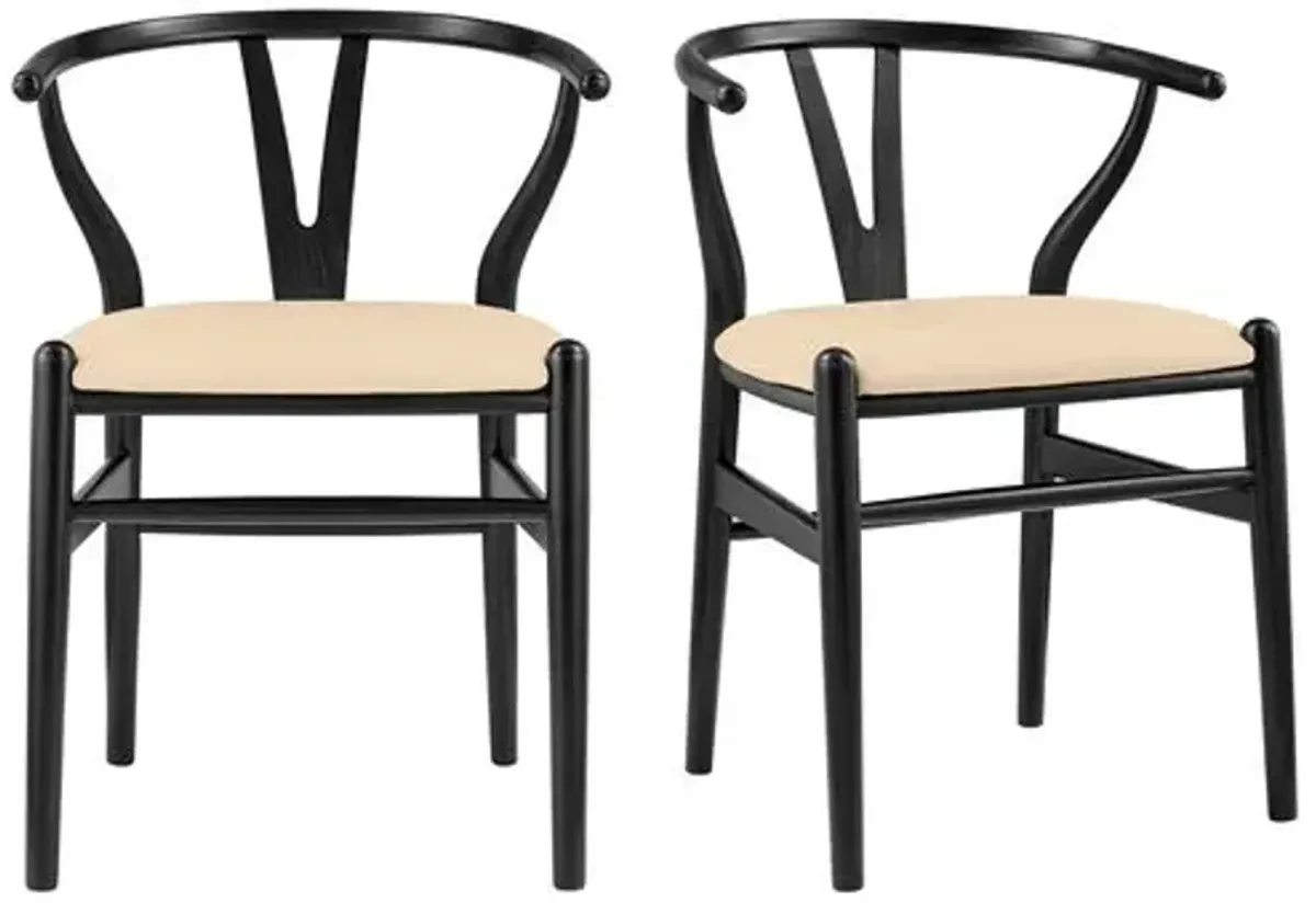 Set of 2 Rivello Side Chairs - Velvet - Beige