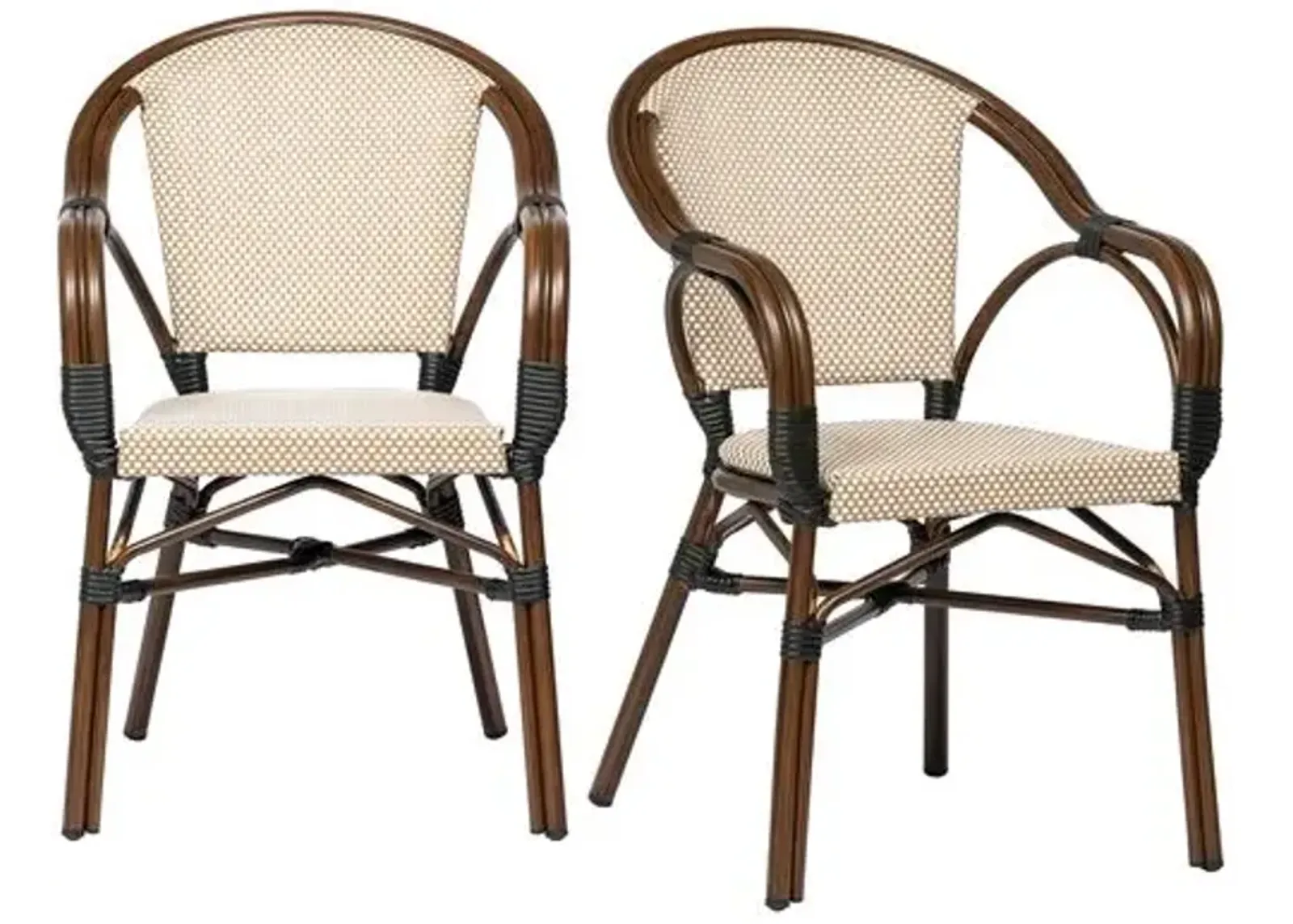 Set of 2 Tavola Indoor/Outdoor Stacking Armchairs - Brown