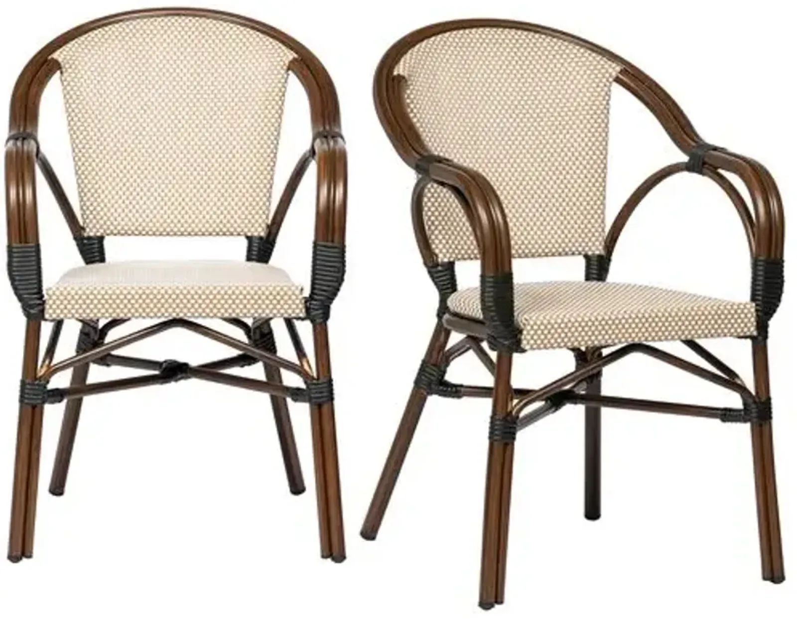 Set of 2 Tavola Indoor/Outdoor Stacking Armchairs - Brown