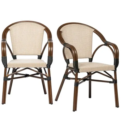 Set of 2 Tavola Indoor/Outdoor Stacking Armchairs - Brown